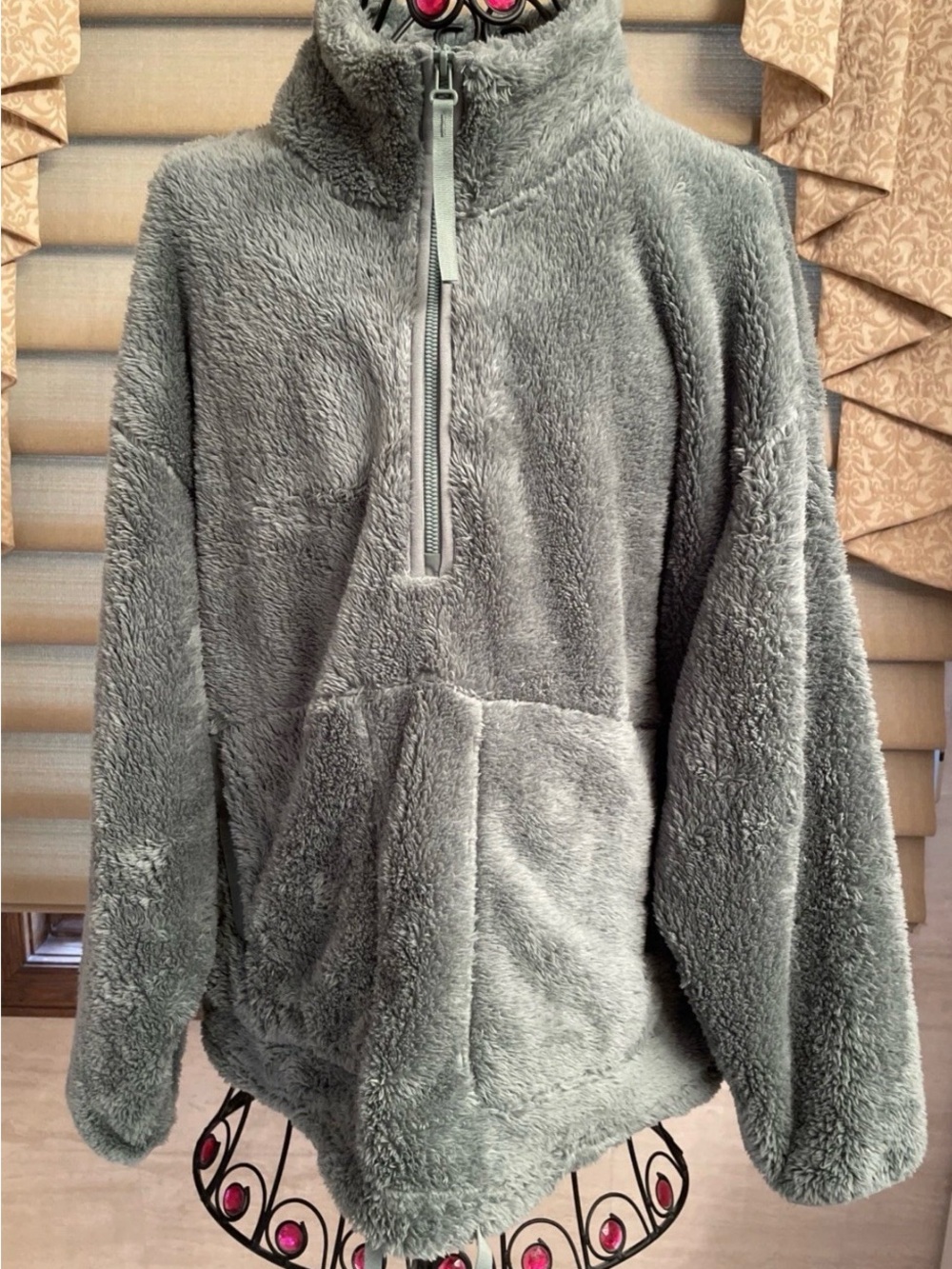 Women's All In Motion High Pile Fleece 1/4 Zip Sage Green Pullover Jacket Large